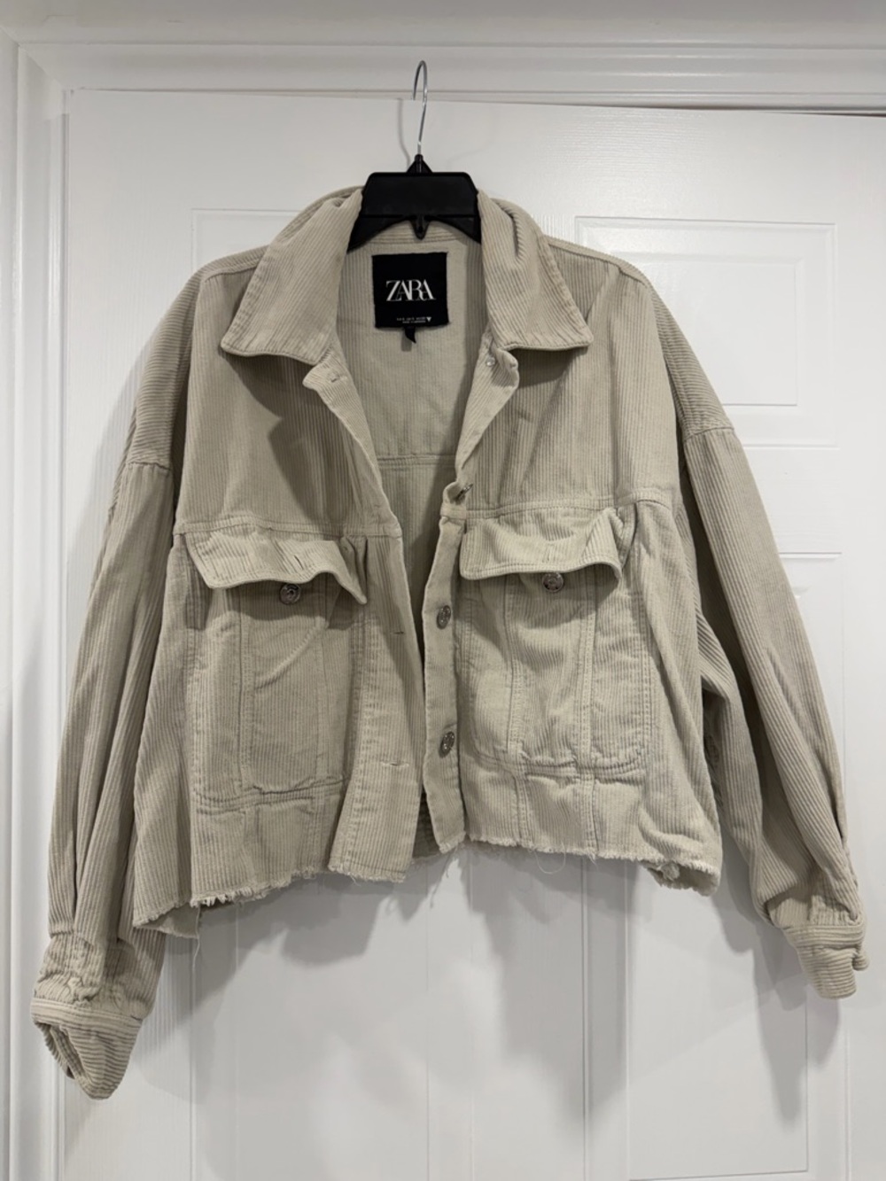 ZARA | Greige Corduroy Cropped Jacket